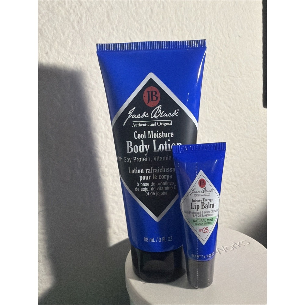 LOT Jack Black Cool Moisture Body Lotion 3 Oz & Lip Balm SPF 25 0.25 Oz Travel
